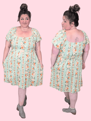 Erin Square Neck Vertical Floral Dress in Soft Sage-11- Dress/Romp/Jump-HAPTICS-Styled by Stacked - A Plus Size Women's Boutique in Lakeville, MN