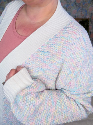 4- Overlayer Tops Etta Textured Luxe Cardigan w/Pockets in Pastel Mix plus size clothing