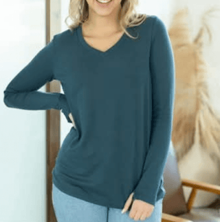 Everett Premium Long Sleeve Layering Top w/Thumbholes (10 COLORS)-2- Long Sleeve Tops-Michelle Mae-Styled by Stacked - A Plus Size Women's Boutique in Lakeville, MN
