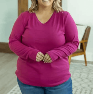 Everett Premium Long Sleeve Layering Top w/Thumbholes (10 COLORS)-2- Long Sleeve Tops-Michelle Mae-Styled by Stacked - A Plus Size Women's Boutique in Lakeville, MN