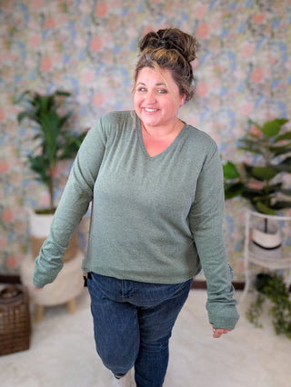 Everett Premium Long Sleeve Layering Top w/Thumbholes (10 COLORS)-2- Long Sleeve Tops-Michelle Mae-Styled by Stacked - A Plus Size Women's Boutique in Lakeville, MN