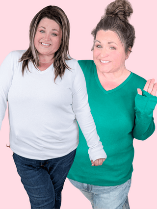2- Long Sleeve Tops Everett Premium Long Sleeve Layering Top w/Thumbholes plus size clothing