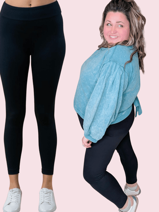 Everyday Essential High Rise Butter Soft Leggings in Black-8- Legging/Lounge/Bralette-WHITE BIRCH-Styled by Stacked - A Plus Size Women's Boutique in Lakeville, MN