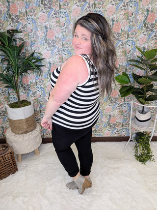 Ezra Scallop Hem Scoopneck Tank in Neutral Stripes (2 colors)-1- ShortSlv/Slvless Tops-WHITE BIRCH-Styled by Stacked - A Plus Size Women's Boutique in Lakeville, MN