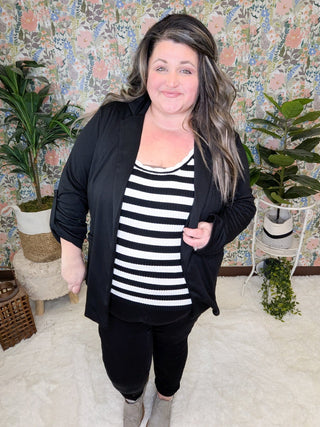 Ezra Scallop Hem Scoopneck Tank in Neutral Stripes (2 colors)-1- ShortSlv/Slvless Tops-WHITE BIRCH-Styled by Stacked - A Plus Size Women's Boutique in Lakeville, MN