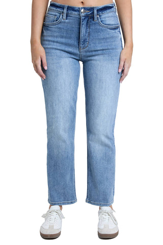 RFM High Rise Tummy Control Straight Leg in Sanded Medium-9- Bottoms Denim-RFM-Styled by Stacked - A Plus Size Women's Boutique in Lakeville, MN