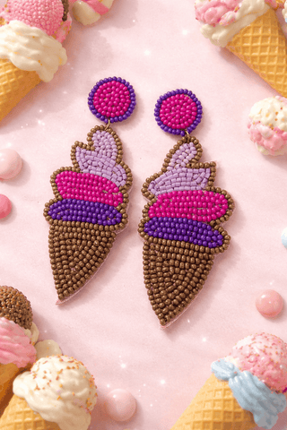 Seed Bead Ice Cream Cone Earrings***-Stacked - A Plus Size Boutique-Styled by Stacked - A Plus Size Women's Boutique in Lakeville, MN