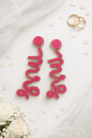 Seed Bead Pink MRS Earrings***-Stacked - A Plus Size Boutique-Styled by Stacked - A Plus Size Women's Boutique in Lakeville, MN