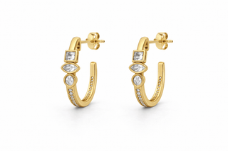 Modern Stacked Gem Open Hoop Earrings***-Stacked - A Plus Size Boutique-Styled by Stacked - A Plus Size Women's Boutique in Lakeville, MN