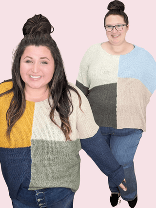 Filly Four Square Sweater (2 colors)-2- Long Sleeve Tops-Davi and Dani-Styled by Stacked - A Plus Size Women's Boutique in Lakeville, MN