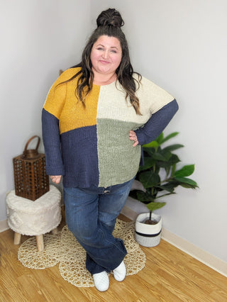 Filly Four Square Sweater (2 colors)-2- Long Sleeve Tops-Davi and Dani-Styled by Stacked - A Plus Size Women's Boutique in Lakeville, MN