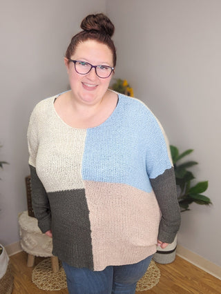Filly Four Square Sweater (2 colors)-2- Long Sleeve Tops-Davi and Dani-Styled by Stacked - A Plus Size Women's Boutique in Lakeville, MN