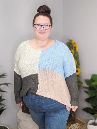 Filly Four Square Sweater (2 colors)-2- Long Sleeve Tops-Davi and Dani-Styled by Stacked - A Plus Size Women's Boutique in Lakeville, MN