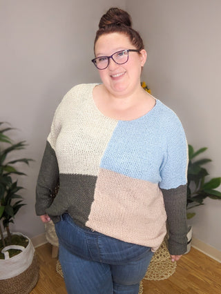 Filly Four Square Sweater (2 colors)-2- Long Sleeve Tops-Davi and Dani-Styled by Stacked - A Plus Size Women's Boutique in Lakeville, MN