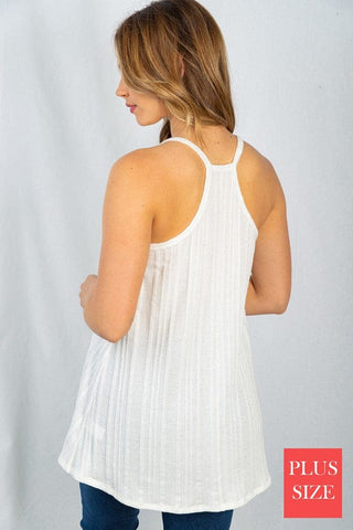 Finch Lightweight Sweater Knit Racerback Tank (3 colors)-1- ShortSlv/Slvless Tops-WHITE BIRCH-Styled by Stacked - A Plus Size Women's Boutique in Lakeville, MN