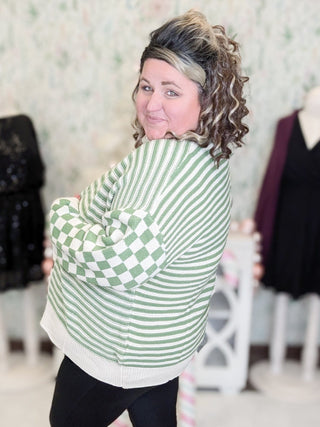 Finley Oversized Grandpa Cardigan Sweater in Checkerboard-4- Overlayer Tops-HAPTICS-Styled by Stacked - A Plus Size Women's Boutique in Lakeville, MN