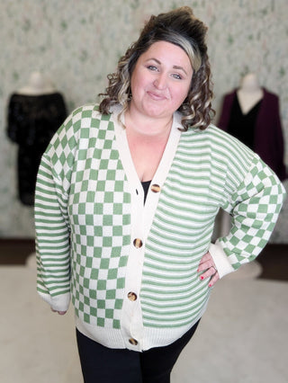 Finley Oversized Grandpa Cardigan Sweater in Checkerboard-4- Overlayer Tops-HAPTICS-Styled by Stacked - A Plus Size Women's Boutique in Lakeville, MN