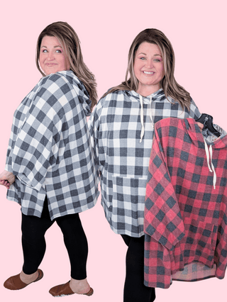 Florence Cozy Buffalo Plaid Dolman Hooded Top-3- Hooded Tops-cream and sugar-Styled by Stacked - A Plus Size Women's Boutique in Lakeville, MN
