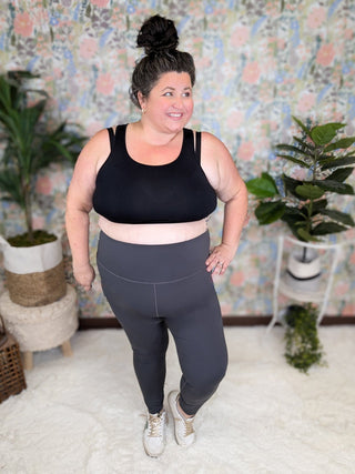 Full Length High Rise Leggings in Charcoal-8- Legging/Lounge/Bralette-WHITE BIRCH-Styled by Stacked - A Plus Size Women's Boutique in Lakeville, MN