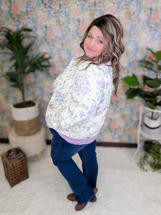 Geneva Denim Jacket in Lavender Floral-4- Overlayer Tops-LOVELY MELODY-Styled by Stacked - A Plus Size Women's Boutique in Lakeville, MN