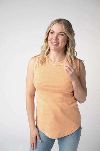 1- ShortSlv/Slvless Tops Genie High Neck Striped Tank (7 Colors) plus size clothing
