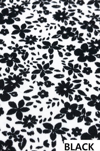 Gentry Tiered Short Sleeve Dress in Black + White Florals-11- Dress/Romp/Jump-sweet lovely by jen-Styled by Stacked - A Plus Size Women's Boutique in Lakeville, MN