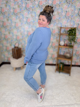 2- Long Sleeve Tops Georgia Luxe Brushed Ribbed Knit Snap Front Henley plus size clothing