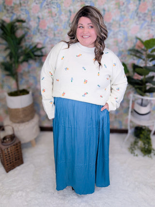 Georgina Mini Floral Embroidered Sweater in Ivory-2- Long Sleeve Tops-LOVELY MELODY-Styled by Stacked - A Plus Size Women's Boutique in Lakeville, MN