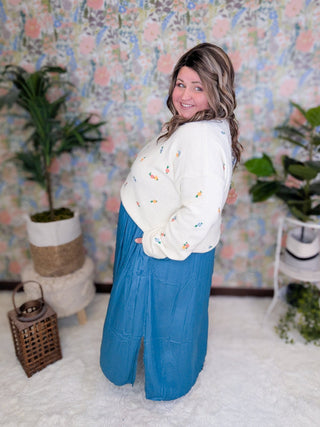 Georgina Mini Floral Embroidered Sweater in Ivory-2- Long Sleeve Tops-LOVELY MELODY-Styled by Stacked - A Plus Size Women's Boutique in Lakeville, MN