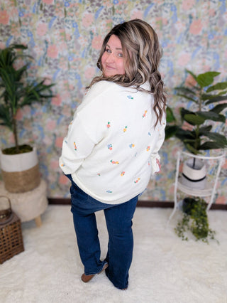 Georgina Mini Floral Embroidered Sweater in Ivory-2- Long Sleeve Tops-LOVELY MELODY-Styled by Stacked - A Plus Size Women's Boutique in Lakeville, MN