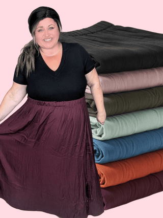 11- Dress/Romp/Jump Gia Everyday Midi Skirt w/Pockets + Side Slit (7 colors) plus size clothing