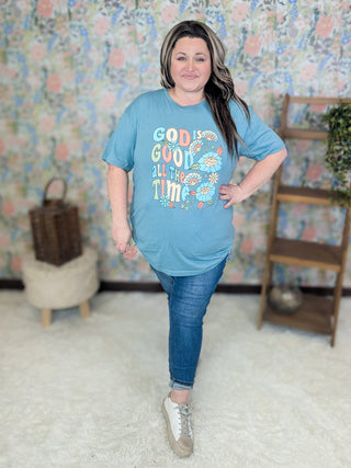God is Good Tee on Teal Blue *DEAL*-6- Graphic Tops-i love my freedom-Styled by Stacked - A Plus Size Women's Boutique in Lakeville, MN