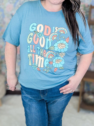 God is Good Tee on Teal Blue *DEAL*-6- Graphic Tops-i love my freedom-Styled by Stacked - A Plus Size Women's Boutique in Lakeville, MN