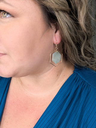 Gold Cased Hexagon Dangle Earrings (5 colors)-12- Accessories & Gifts-urbanista-Styled by Stacked - A Plus Size Women's Boutique in Lakeville, MN