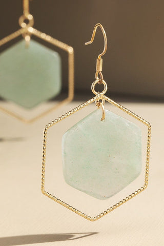 Gold Cased Hexagon Dangle Earrings (5 colors)-12- Accessories & Gifts-urbanista-Styled by Stacked - A Plus Size Women's Boutique in Lakeville, MN