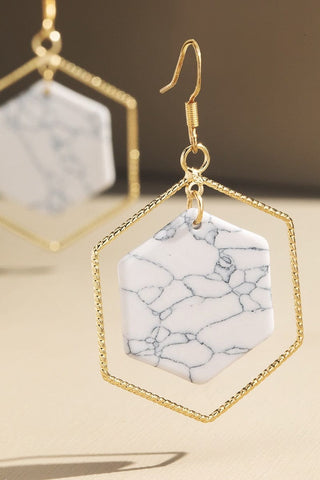 Gold Cased Hexagon Dangle Earrings (5 colors)-12- Accessories & Gifts-urbanista-Styled by Stacked - A Plus Size Women's Boutique in Lakeville, MN