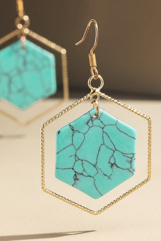 Gold Cased Hexagon Dangle Earrings (5 colors)-12- Accessories & Gifts-urbanista-Styled by Stacked - A Plus Size Women's Boutique in Lakeville, MN