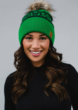 ***Green Base w/Navy Midwest Pom Hat-12- Accessories & Gifts-Panache Apparel Co.-Styled by Stacked - A Plus Size Women's Boutique in Lakeville, MN