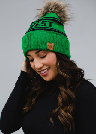 ***Green Base w/Navy Midwest Pom Hat-12- Accessories & Gifts-Panache Apparel Co.-Styled by Stacked - A Plus Size Women's Boutique in Lakeville, MN