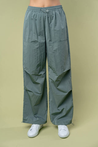 10- Bottoms Non-Denim Gwen Windbreaker Cargo Pants in Gray-Sage plus size clothing