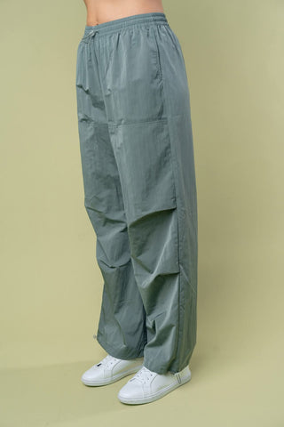 10- Bottoms Non-Denim Gwen Windbreaker Cargo Pants in Gray-Sage plus size clothing