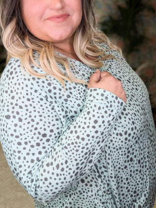 Gwenna Spotted + Knotted Vneck Pullover (2 Colors)-2- Long Sleeve Tops-BE STAGE-Styled by Stacked - A Plus Size Women's Boutique in Lakeville, MN