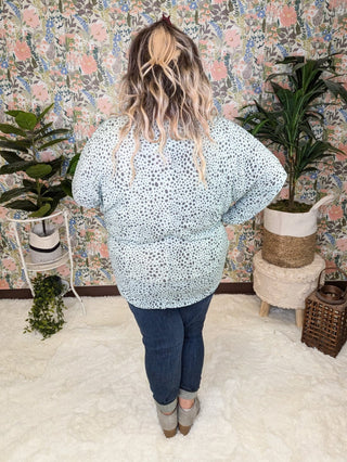 Gwenna Spotted + Knotted Vneck Pullover (2 Colors)-2- Long Sleeve Tops-BE STAGE-Styled by Stacked - A Plus Size Women's Boutique in Lakeville, MN