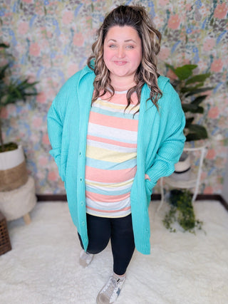 Hallie Scoopneck Rolled Sleeve Tee in Stripes (2 colors)-1- ShortSlv/Slvless Tops-FIRST LOVE-Styled by Stacked - A Plus Size Women's Boutique in Lakeville, MN