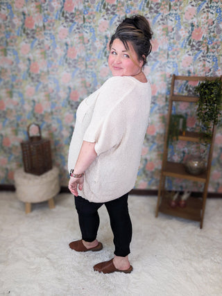 Hallie Short Sleeve Knit Sweater in Oat-1- ShortSlv/Slvless Tops-MICHELLE MAE-Styled by Stacked - A Plus Size Women's Boutique in Lakeville, MN