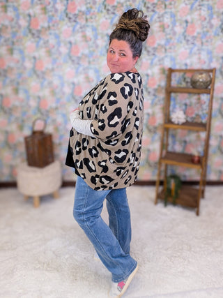 4- Overlayer Tops Hayden Dolman Animal Print Cardigan w/Stripe Accent plus size clothing