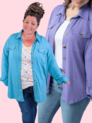 4- Overlayer Tops Hayes Buttondown Shirket in Solids (3 colors) plus size clothing