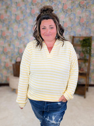 Haylee Lightweight Striped Hooded Pullover Sweater plus size clothing