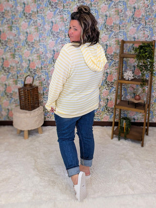 Haylee Lightweight Striped Hooded Pullover Sweater plus size clothing
