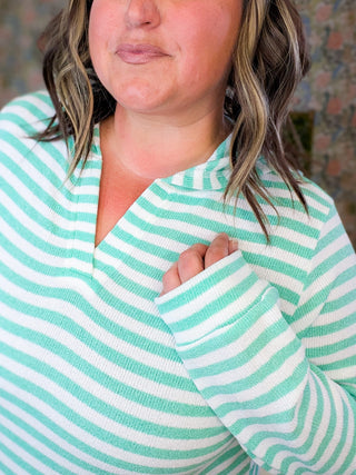Haylee Lightweight Striped Hooded Pullover Sweater plus size clothing